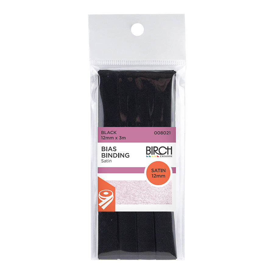 Satin Bias Tape 12mm 3m Black