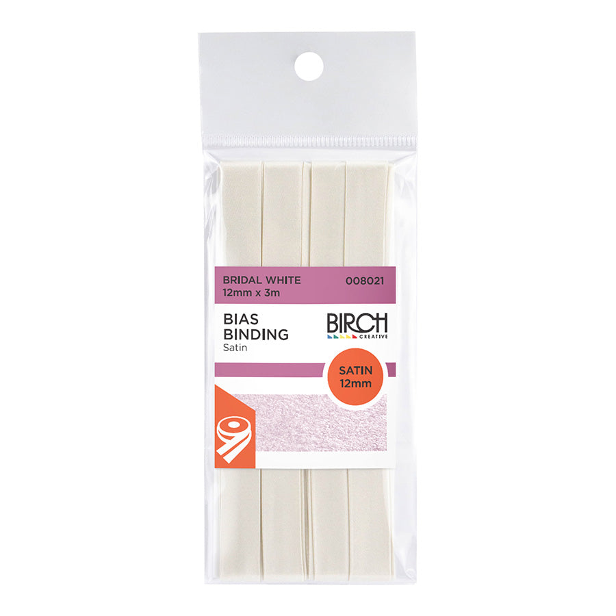 Satin Bias Tape 12mm 3m Bridal White