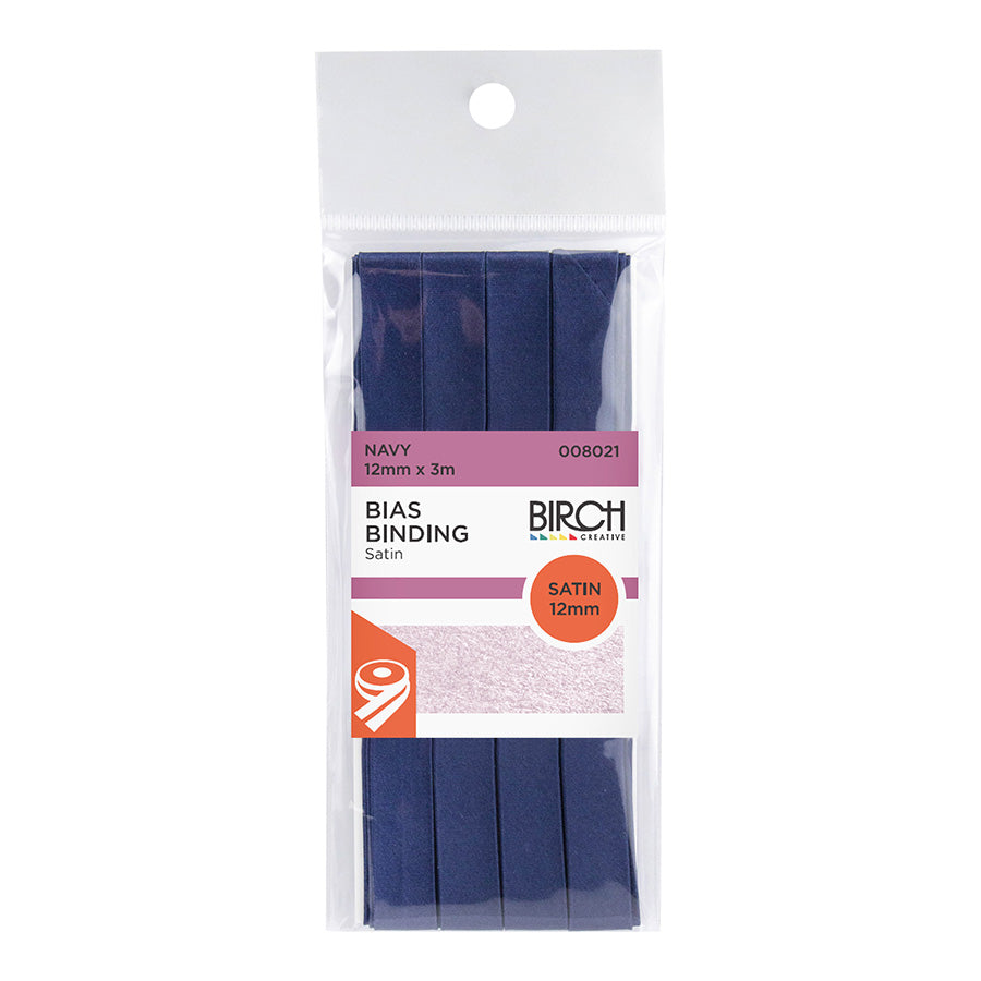 Satin Bias Tape 12mm 3m Navy