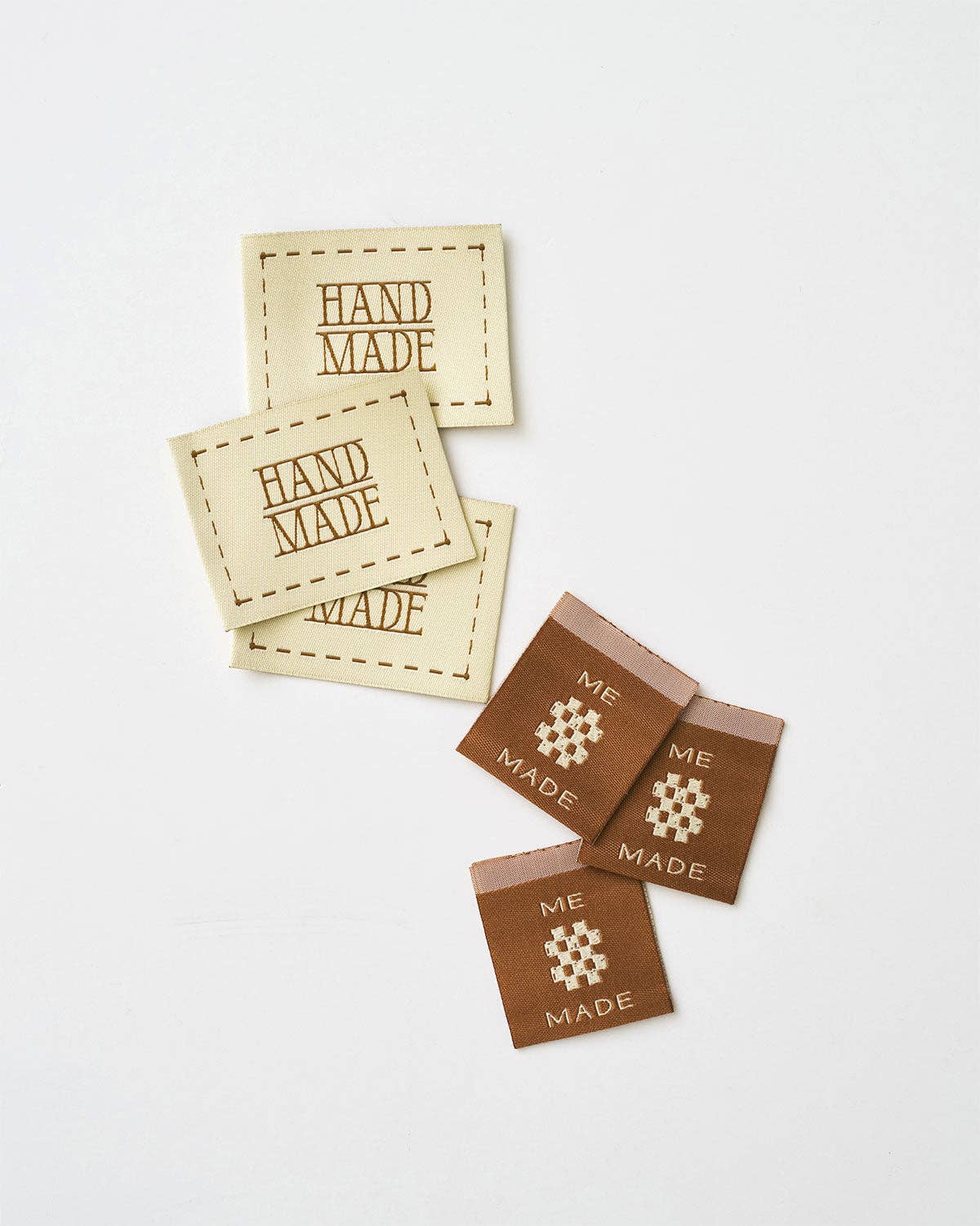Handmade Stitched Frame Ginger Woven Garment Labels: Multi Set of 6