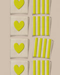 Citron Heart and Stripe Square Garment Labels: Set of8