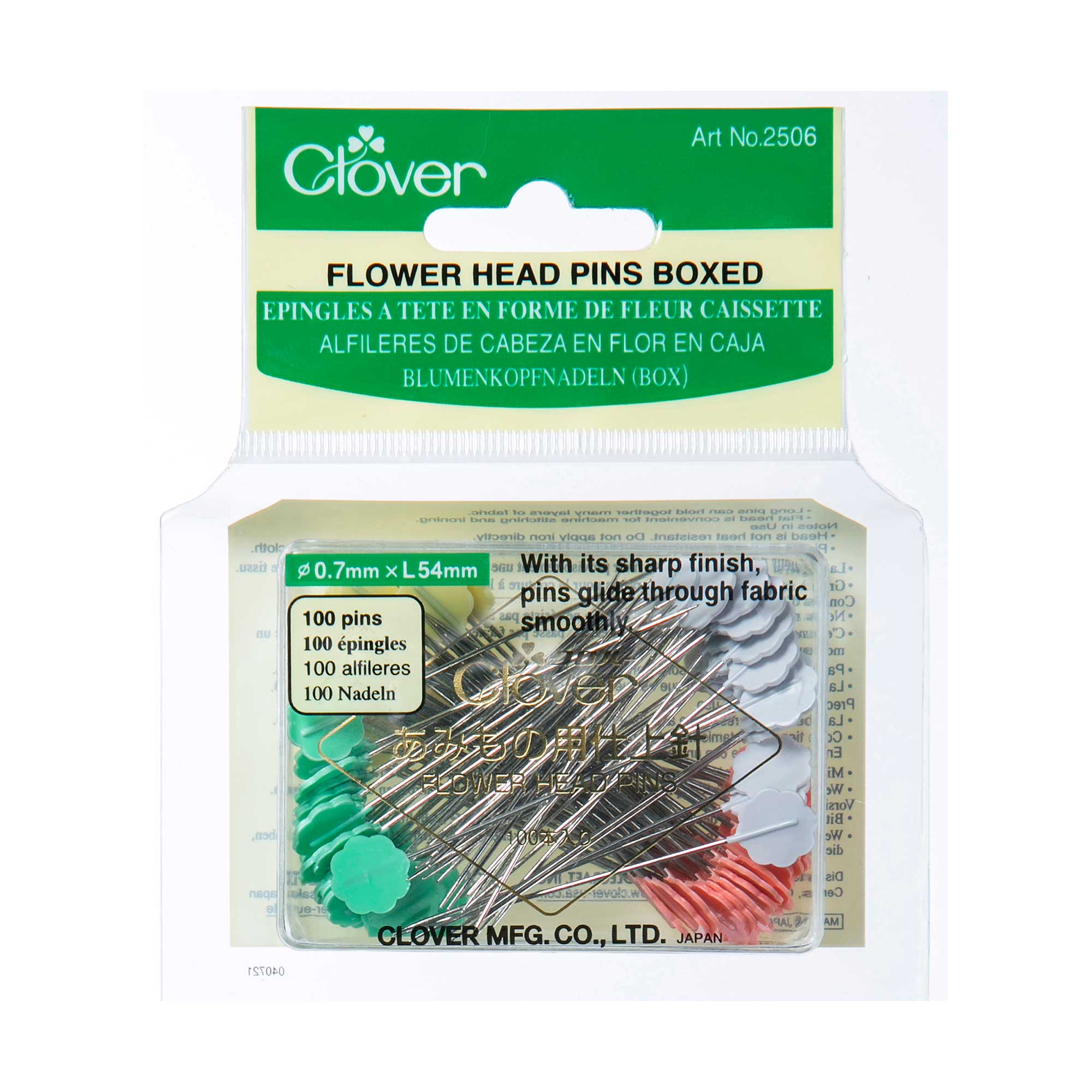 Clover Flower Head Pins 100 pack