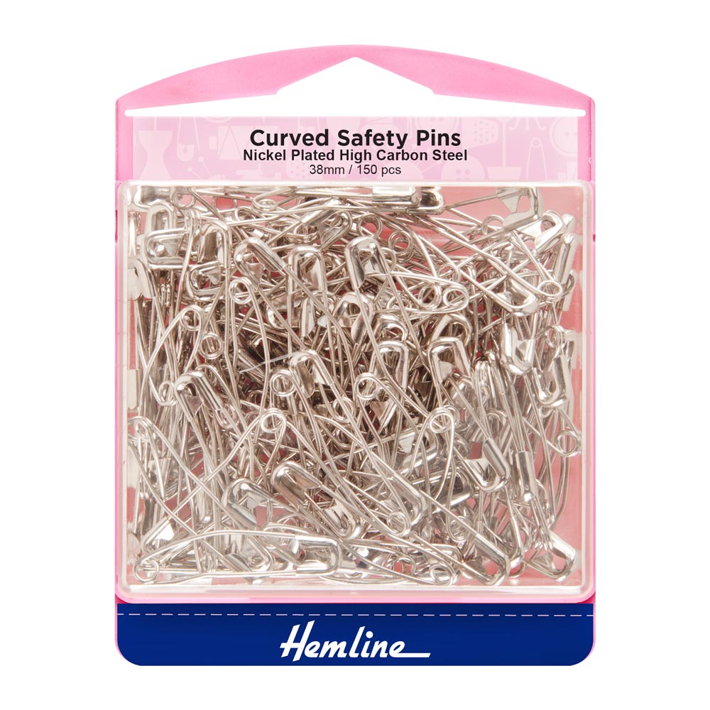 Hemline Curved Safety Pins 150 Pack 38mm
