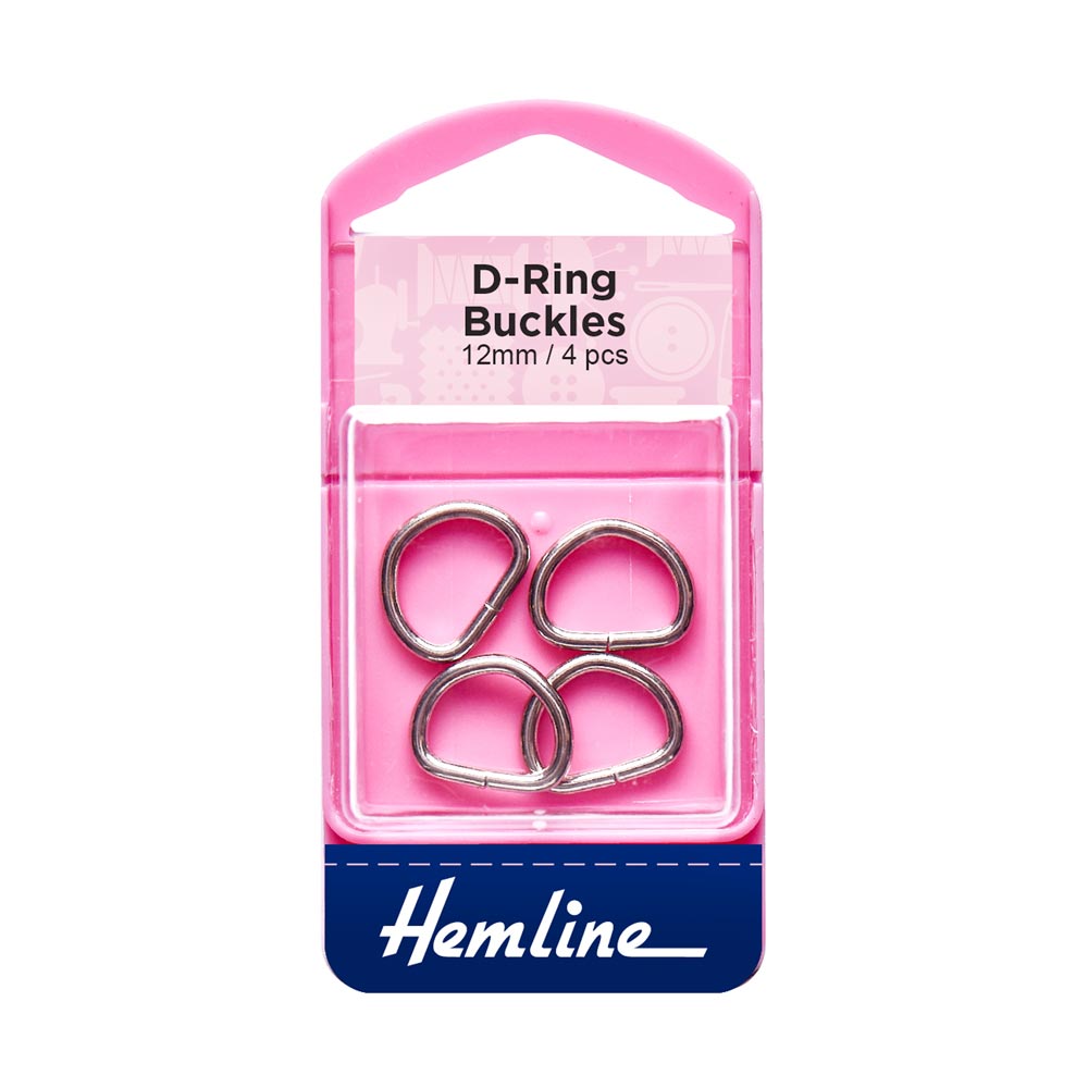 Hemline D Rings 12mm Nickel 4pc