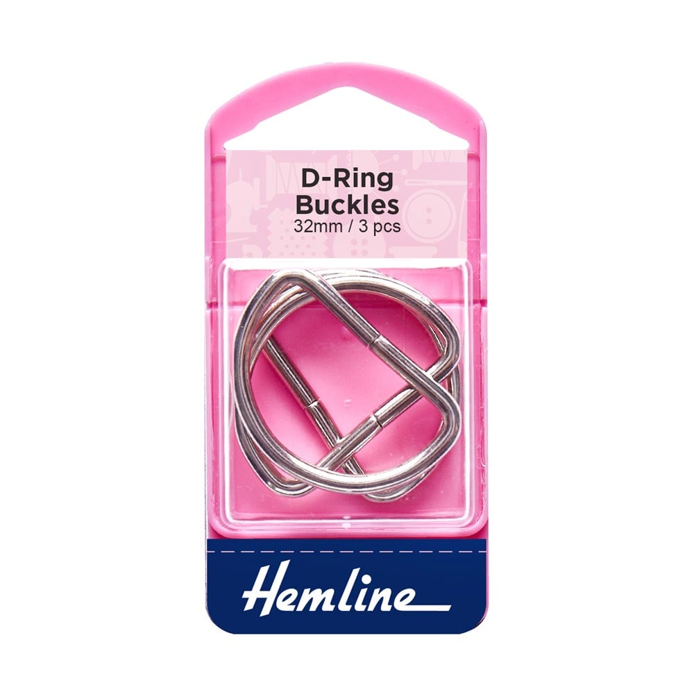 Hemline D Rings 32mm Nickel 3pc