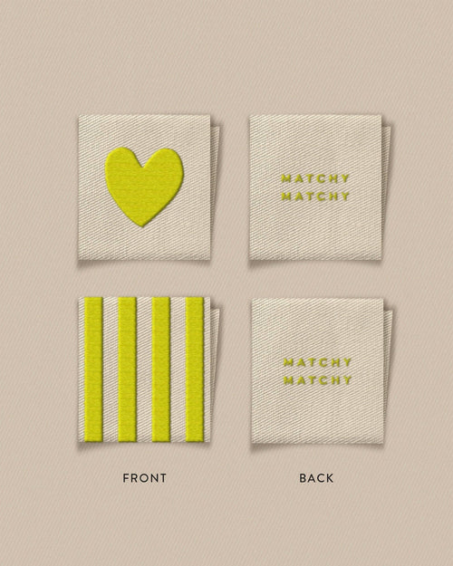 Citron Heart and Stripe Square Garment Labels: Set of8