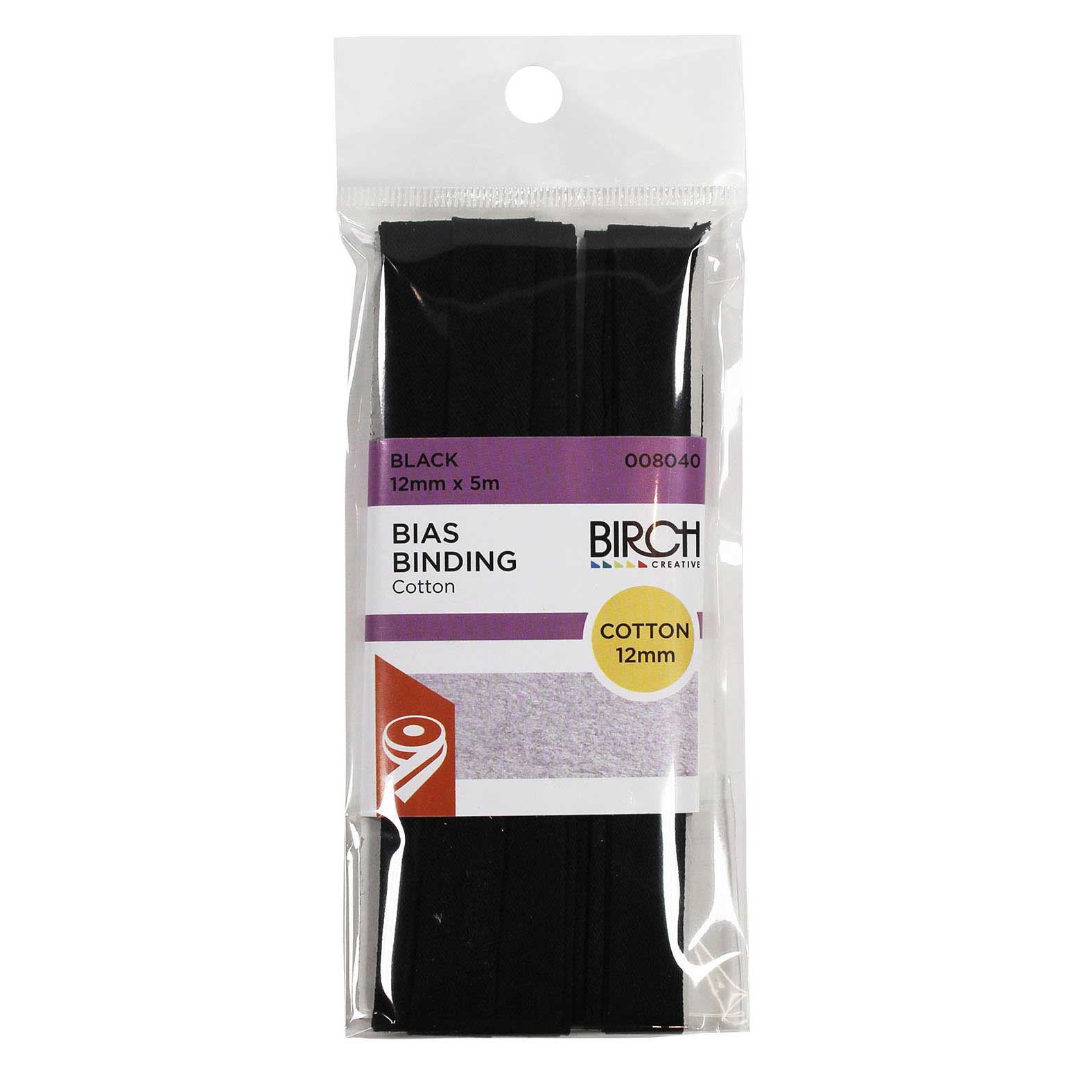 Cotton Bias Binding 12mm 5m Black