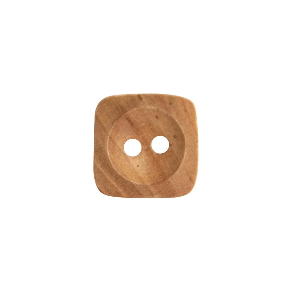 Square Wooden button, Round Inner size 24 Natural