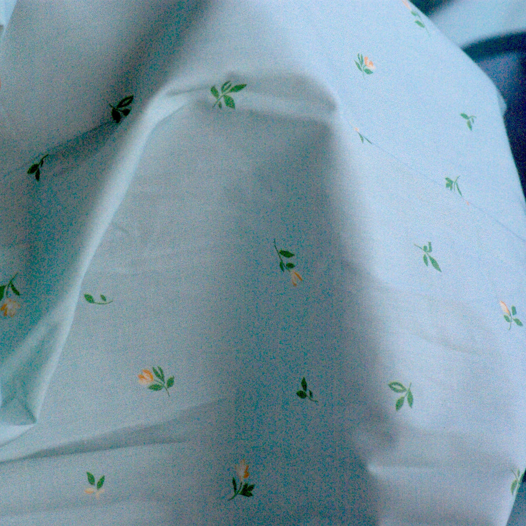 Cotton Poplin, Pastel Blue Floral