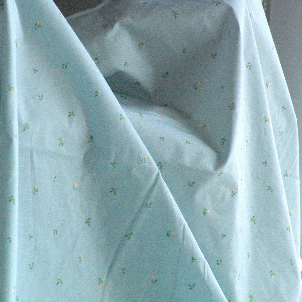 Cotton Poplin, Pastel Blue Floral