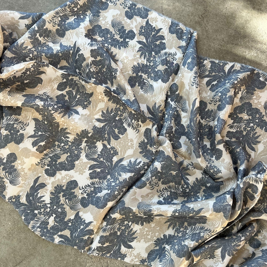 Amazon Cream/tan/blue tropical floral