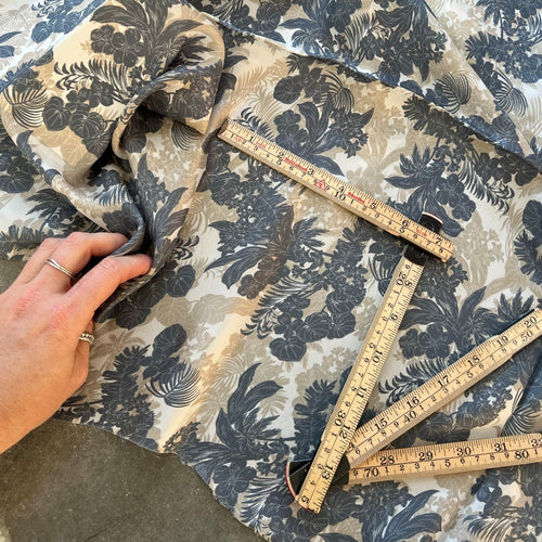 Amazon Cream/tan/blue tropical floral