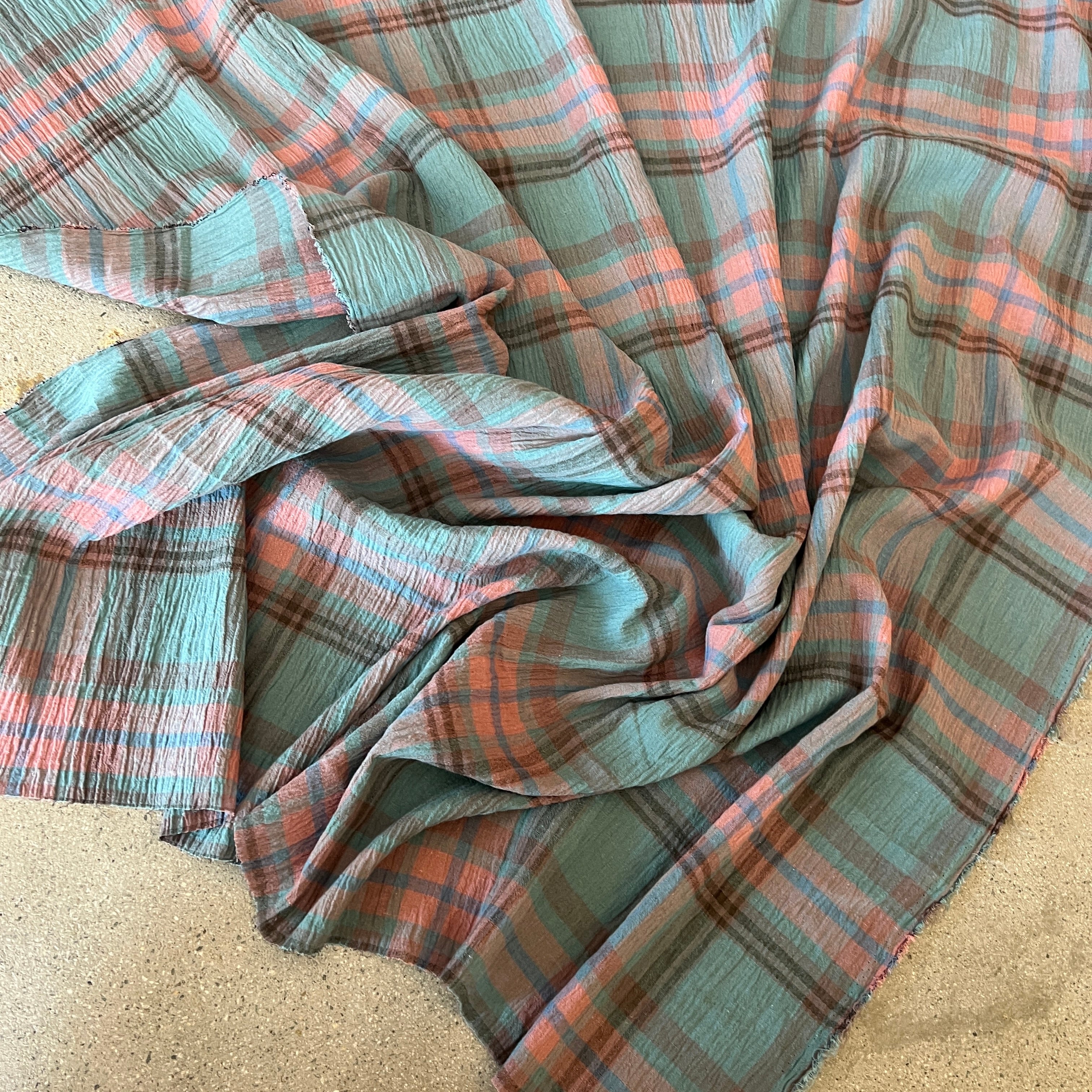 Pastel Haze Teal/salmon/cocoa madras