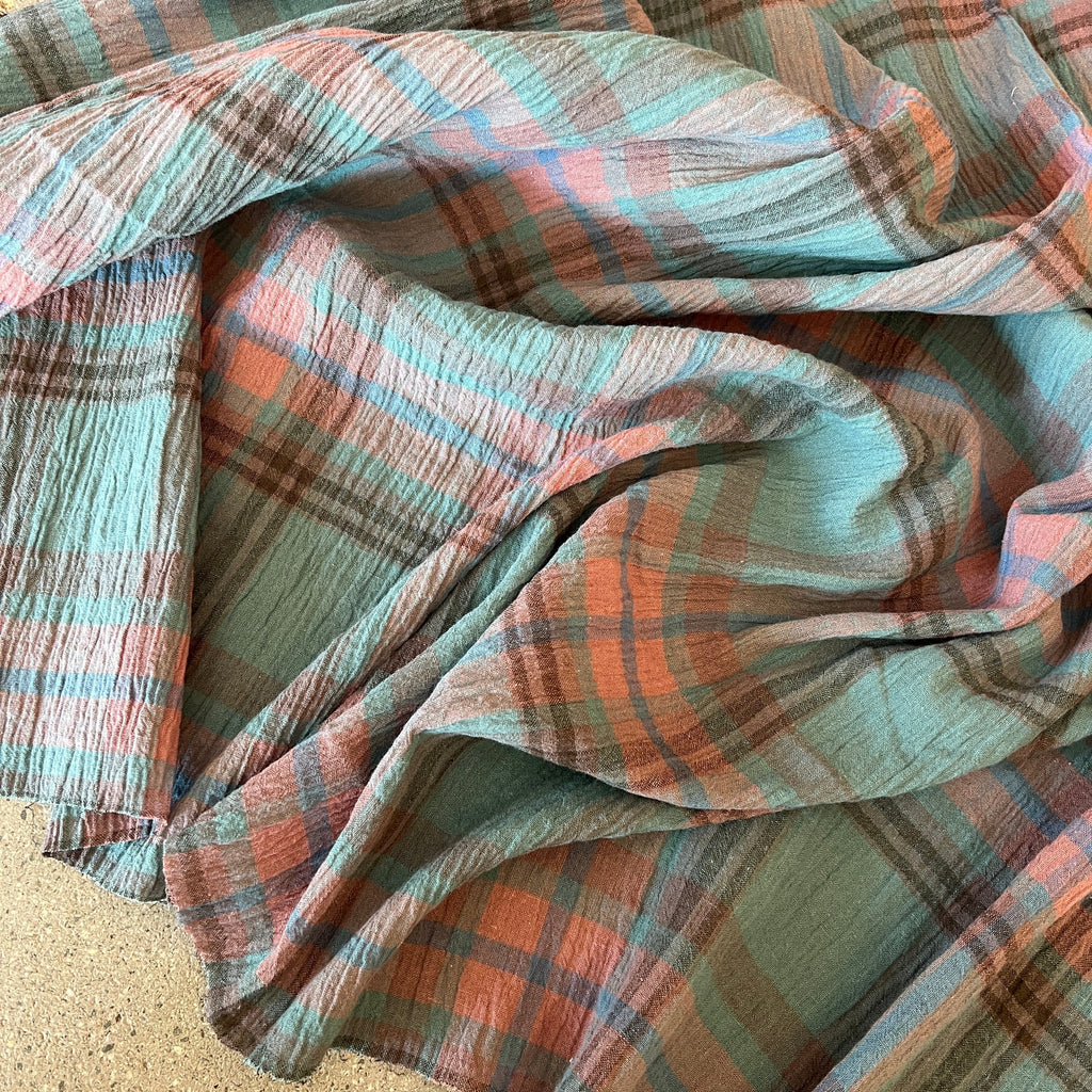 Pastel Haze Teal/salmon/cocoa madras