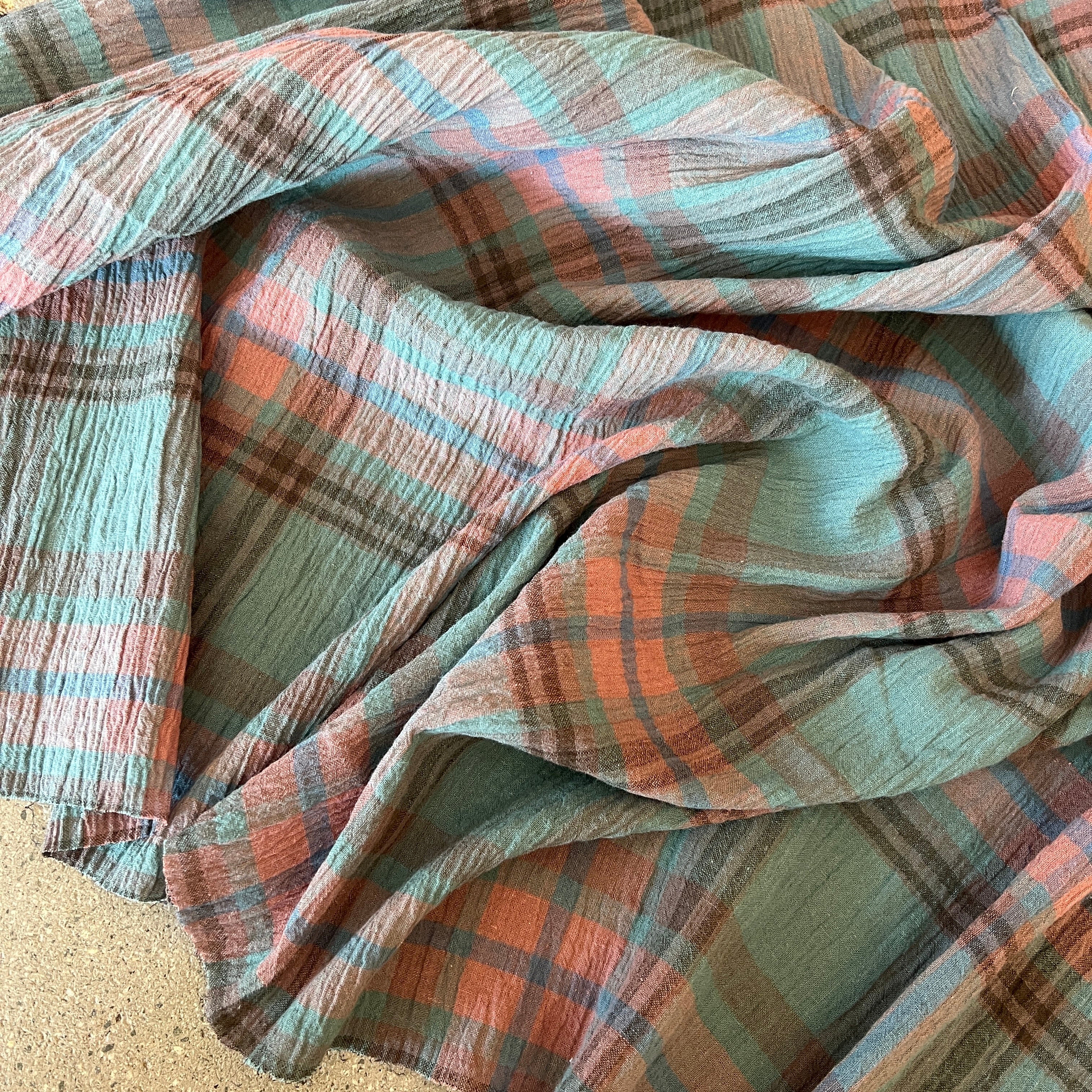 Pastel Haze Teal/salmon/cocoa madras
