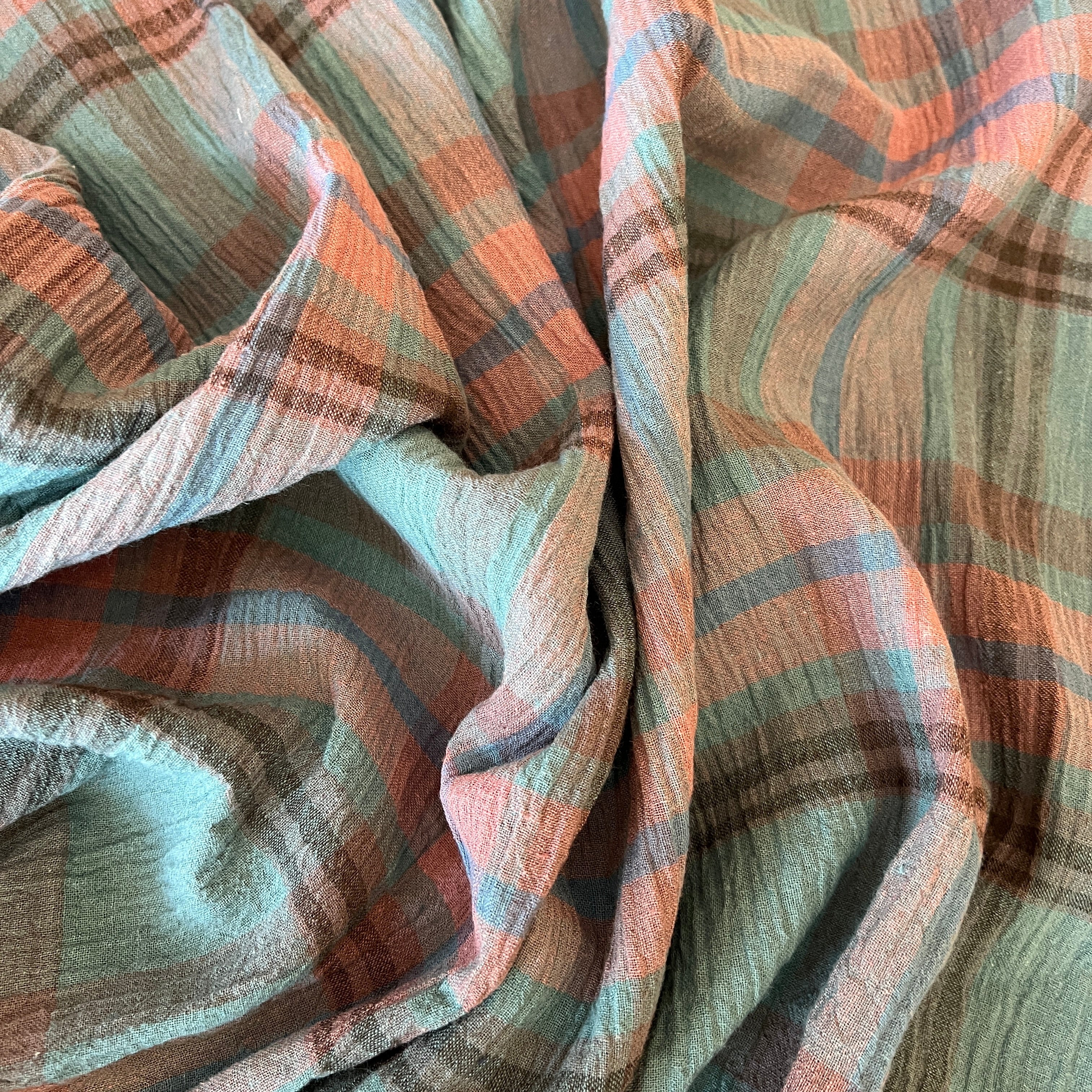 Pastel Haze Teal/salmon/cocoa madras