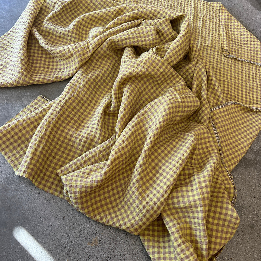 Suki Light green/cocoa gingham seersucker