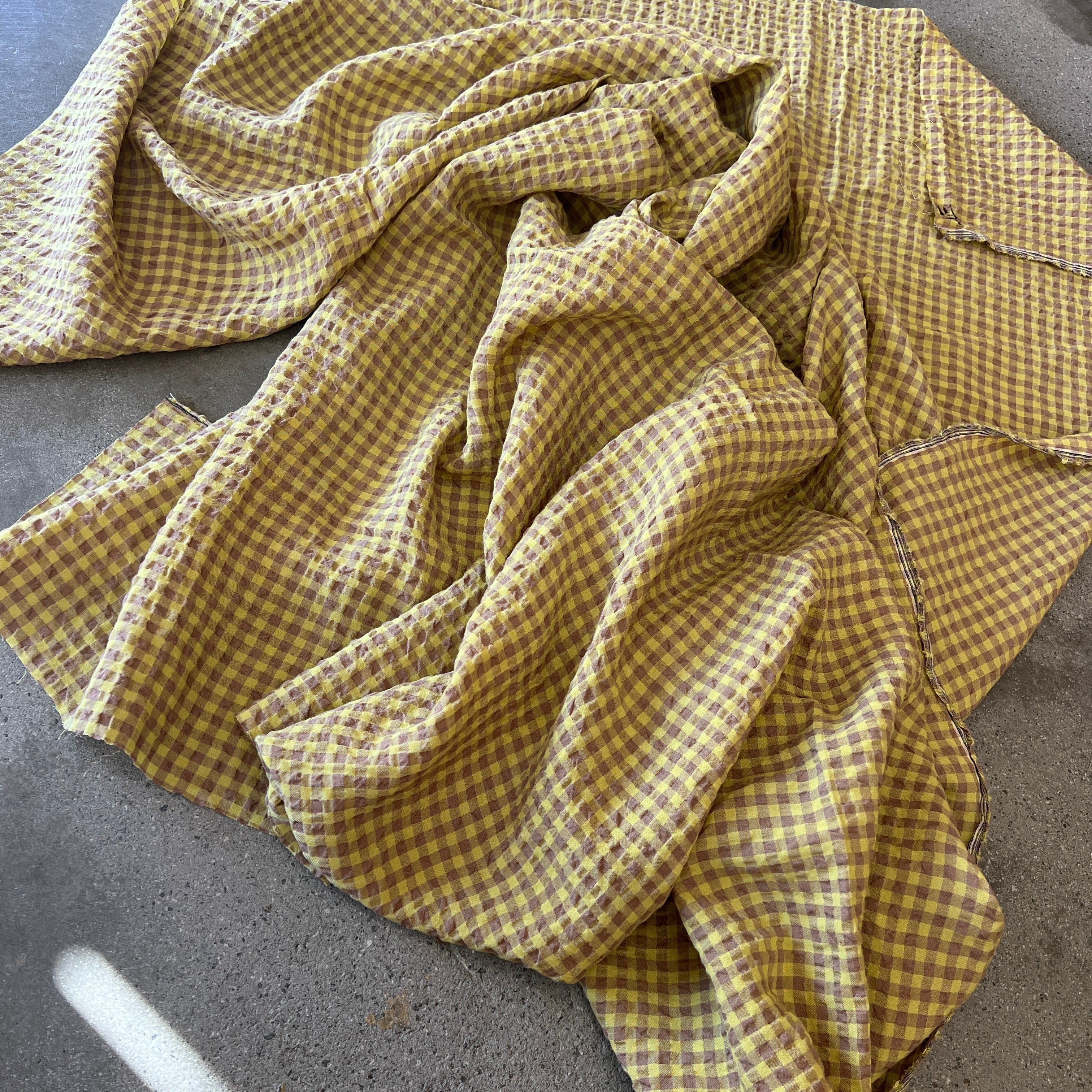 Suki Light green/cocoa gingham seersucker