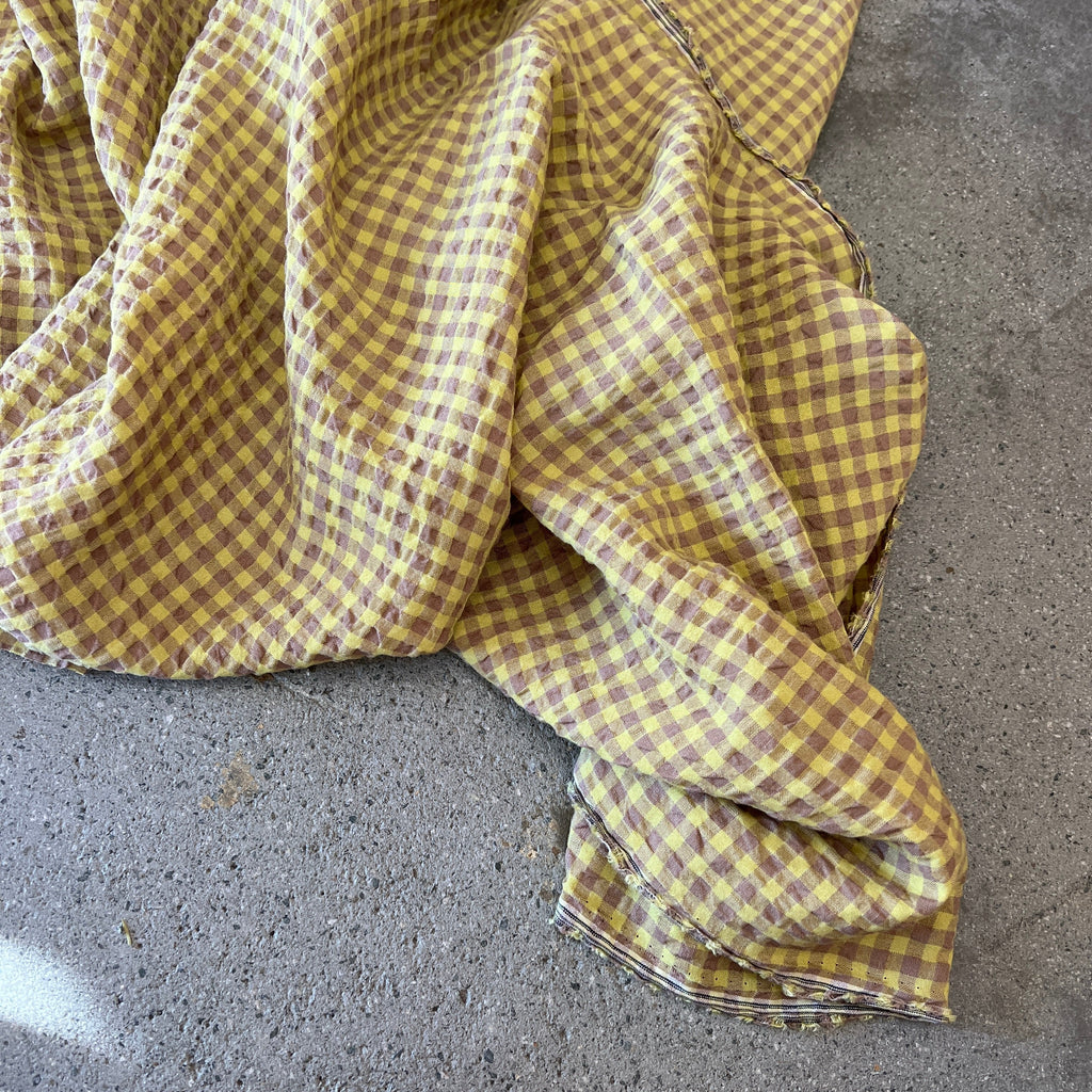 Suki Light green/cocoa gingham seersucker