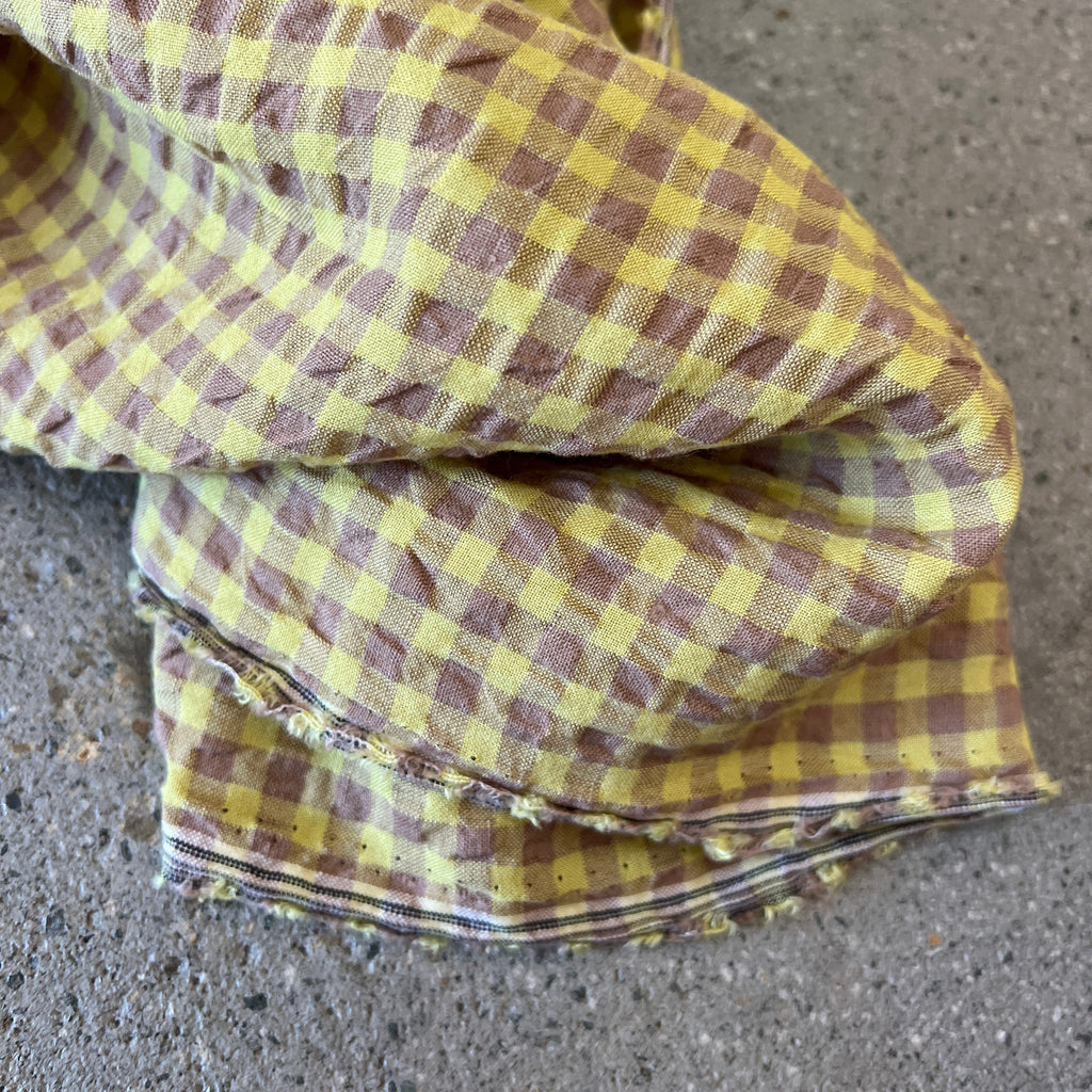 Suki Light green/cocoa gingham seersucker