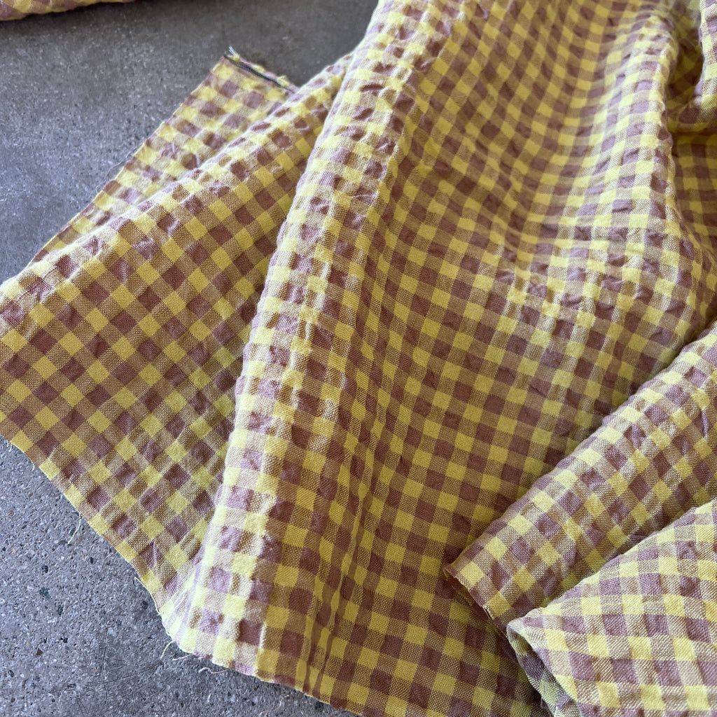 Suki Light green/cocoa gingham seersucker