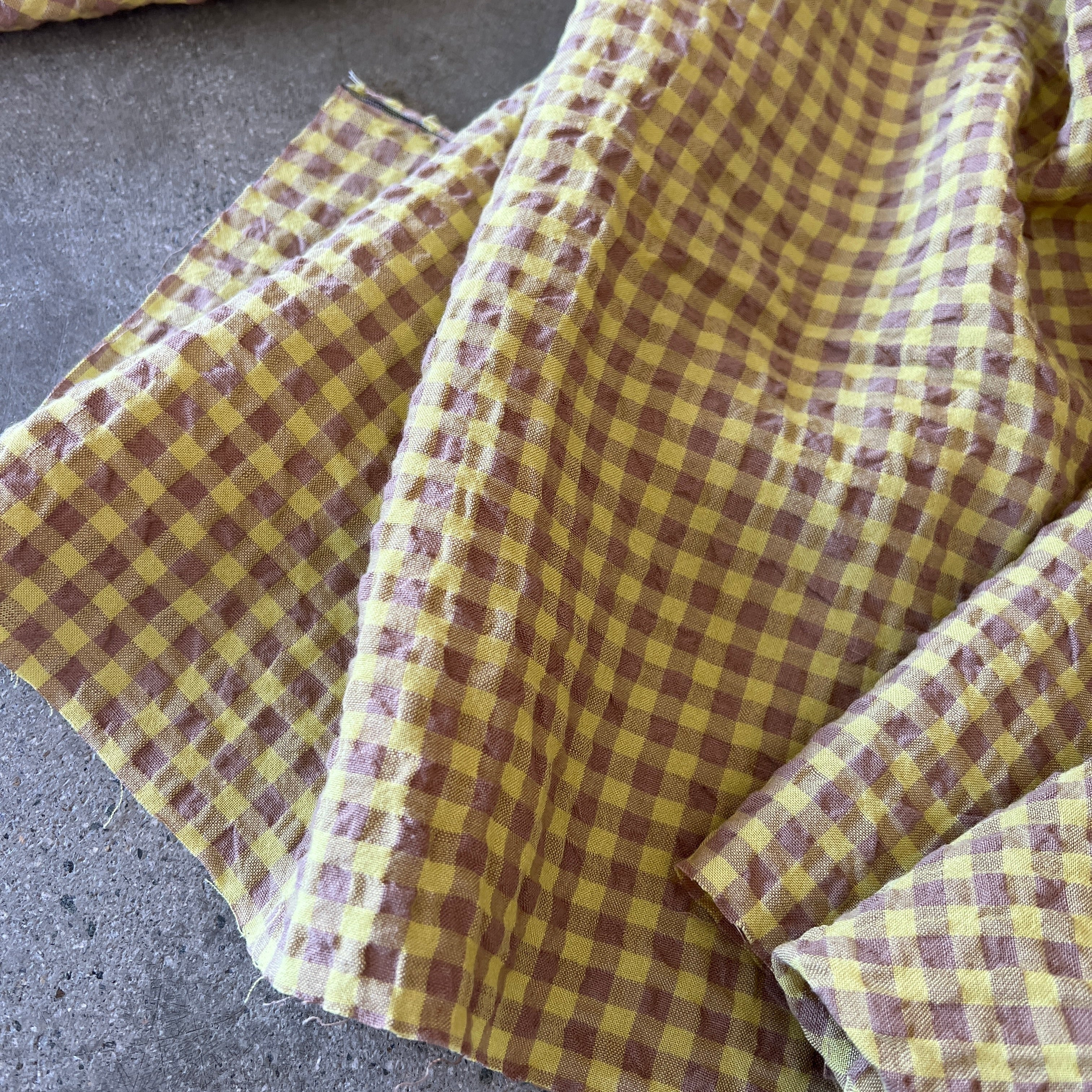 Suki Light green/cocoa gingham seersucker