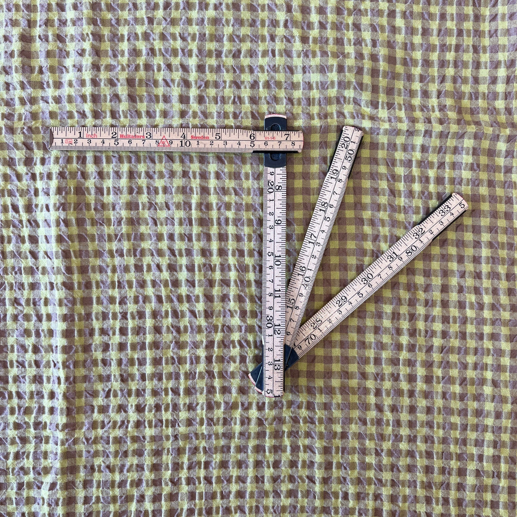 Suki Light green/cocoa gingham seersucker