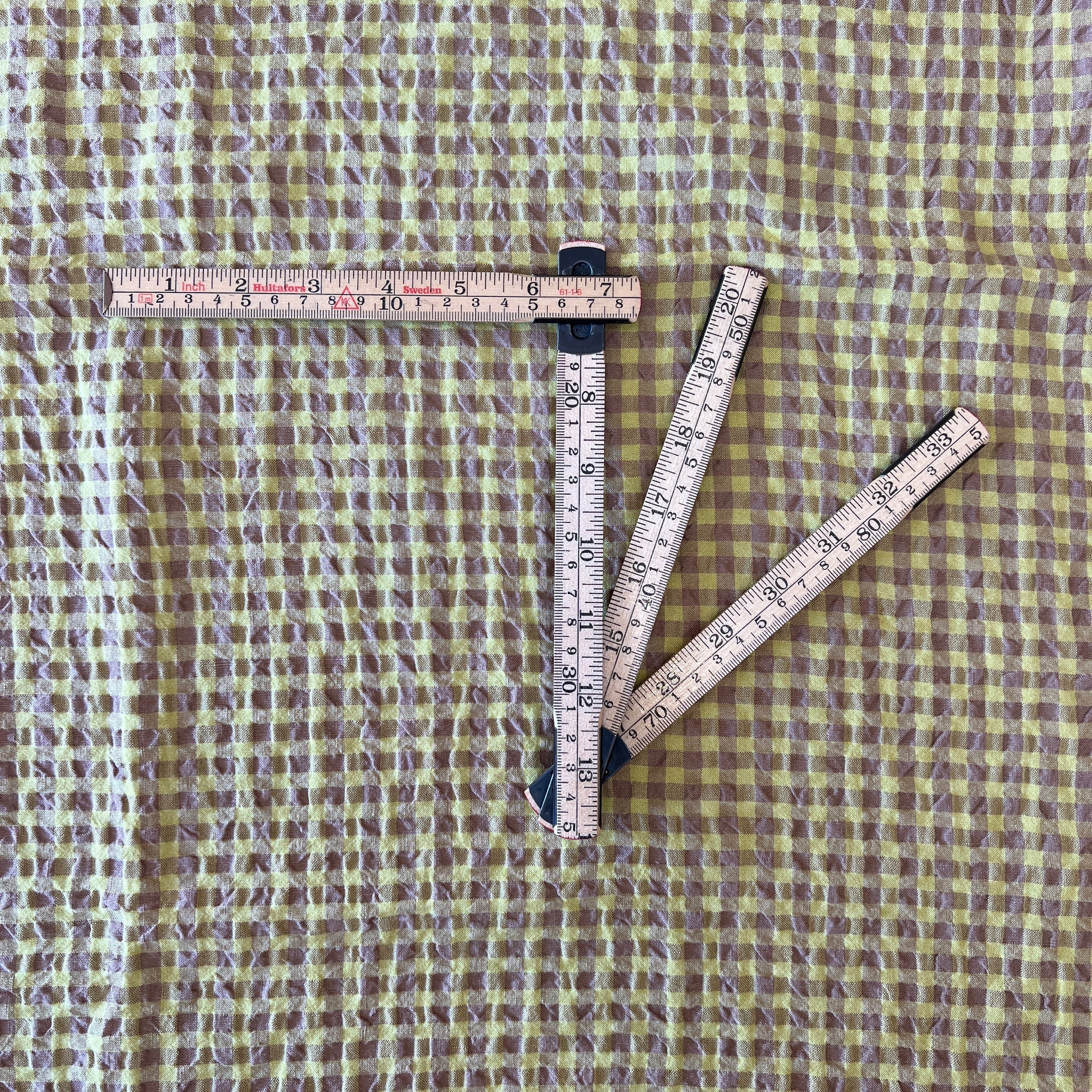 Suki Light green/cocoa gingham seersucker