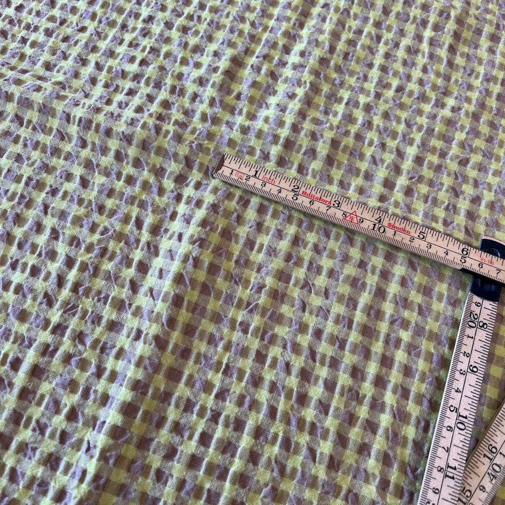 Suki Light green/cocoa gingham seersucker