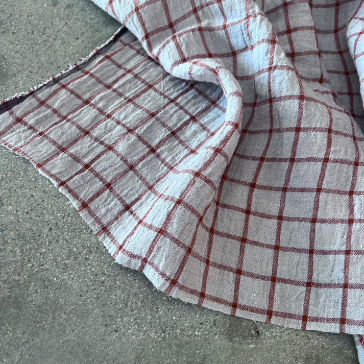 Grid Linen Silver/Rust