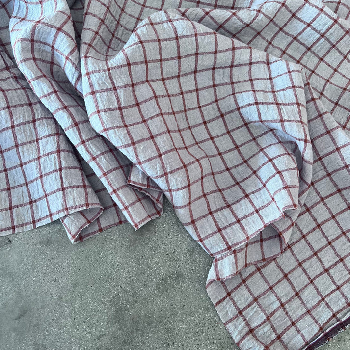 Grid Linen Silver/Rust
