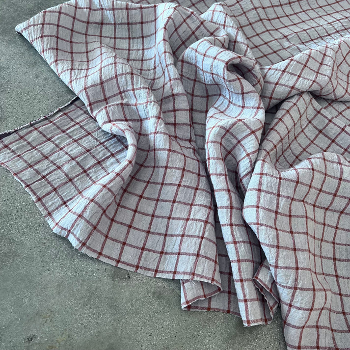 Grid Linen Silver/Rust