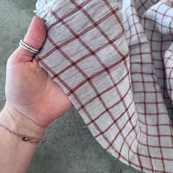 Grid Linen Silver/Rust