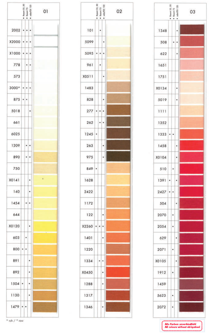Rasant 120 colour card page 1