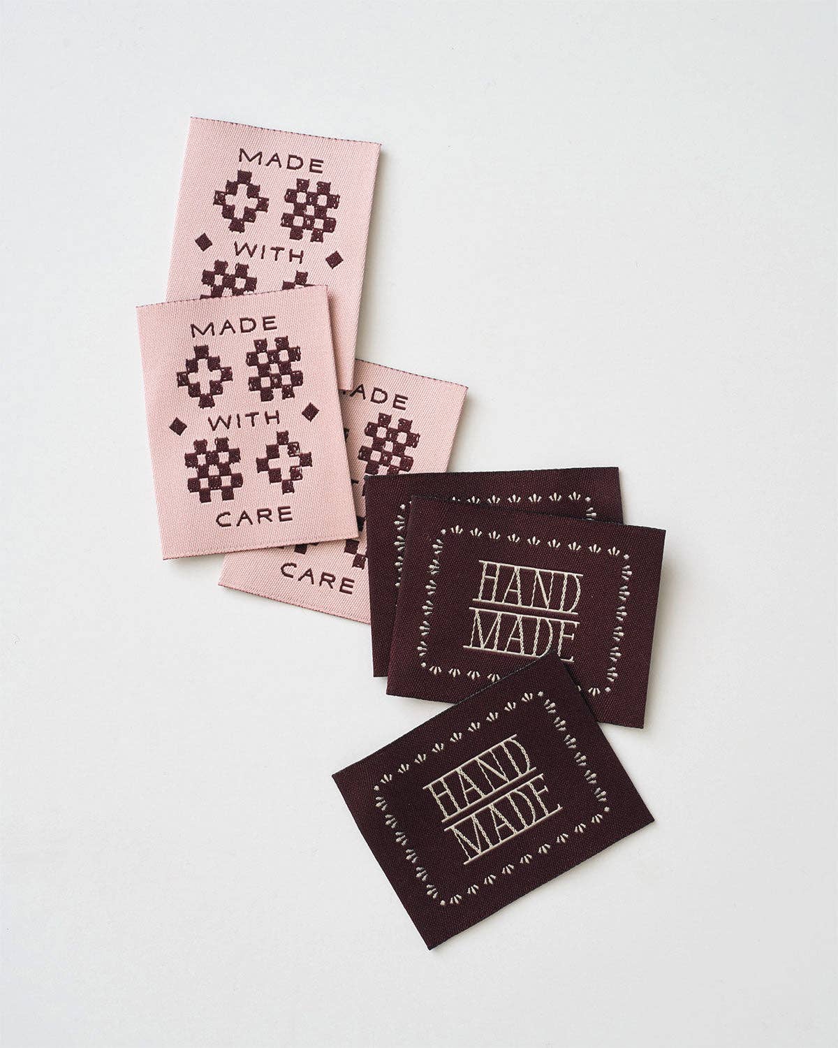 Made with Care Sketchy Quilt Pink Woven Garment Labels: Multi Set of 6