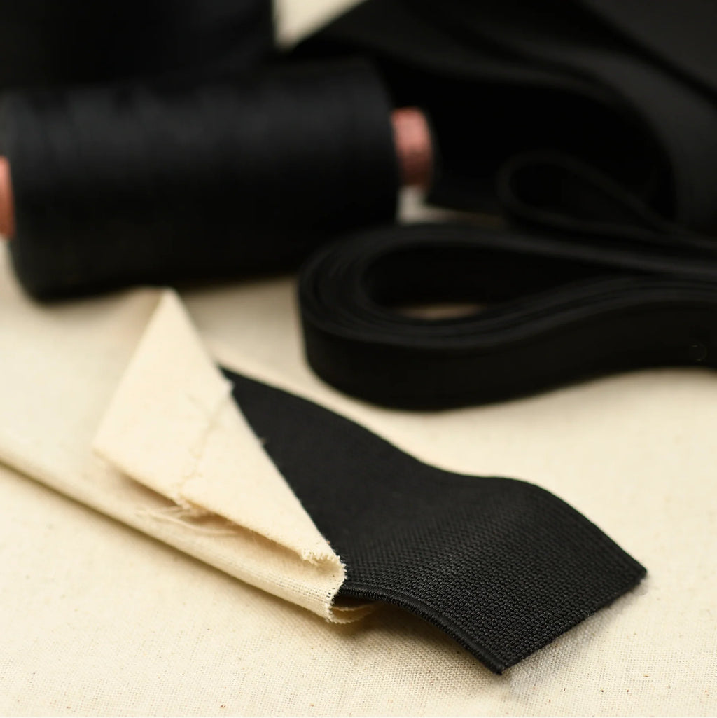 NON-ROLL WAISTBAND ELASTIC BLACK 38 mm