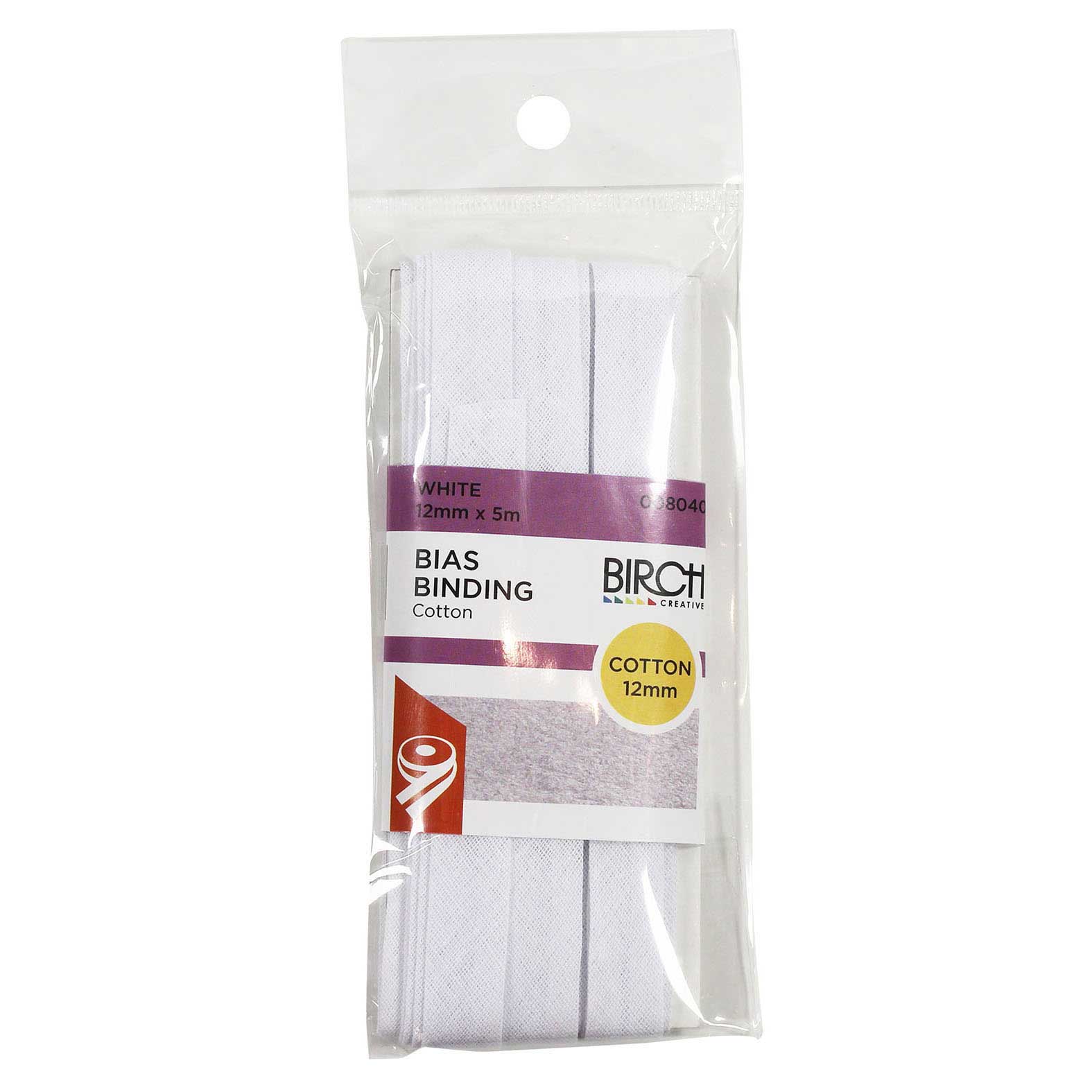 Cotton Bias Binding 12mm 5m White